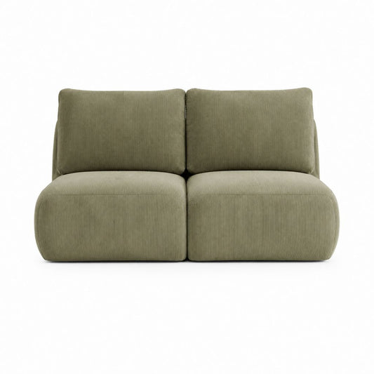 Canapé 2 places modulable vert en velours côtelé de polyester 160 x 95 x 75 cm