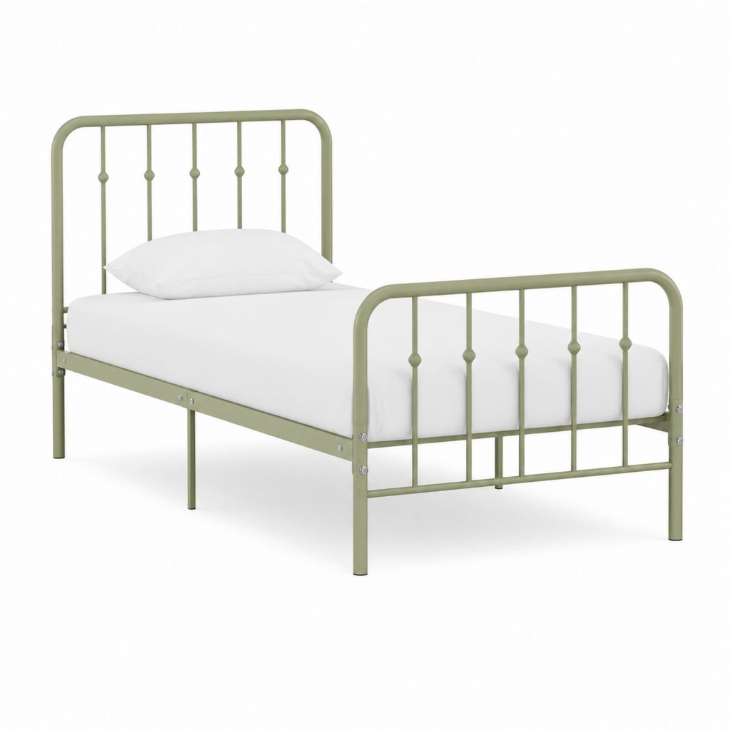 Lit enfant simple vert en acier 90 x 190 cm