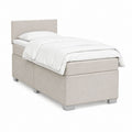 Lit capitonné beige en polyester avec tête de lit 90 x 200 cm