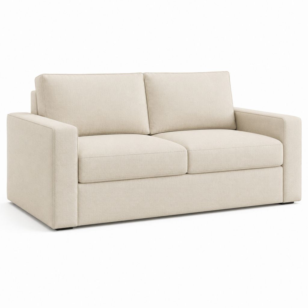 Canapé 2 places beige en polyester forme droite 160 x 90 x 85 cm