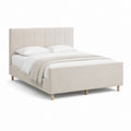 Lit double avec cadre beige en polyester rectangulaire 160 x 200 cm