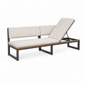 Bain de soleil convertible 2 places beige en aluminium et polyester 202 x 75 x 78 cm