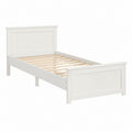 Lit simple avec cadre blanc en pin massif 90 x 190 cm 201 x 101 x 100 cm