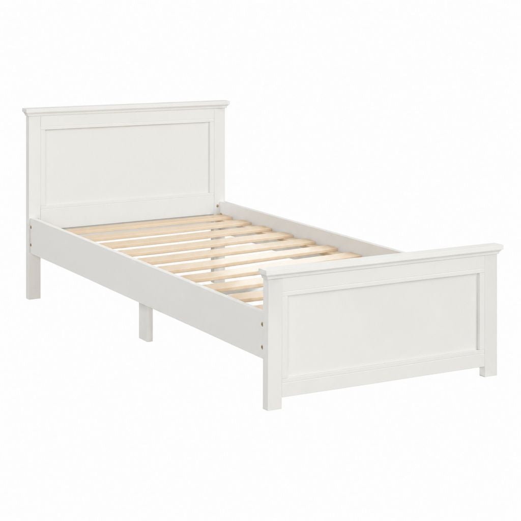Lit simple avec cadre blanc en pin massif 90 x 190 cm 201 x 101 x 100 cm